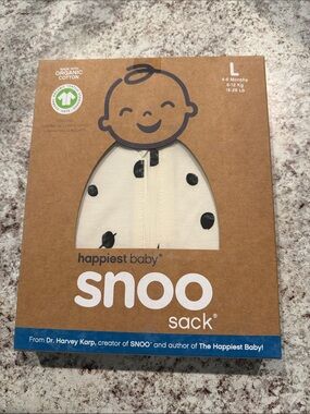 happiest baby Snoo Sack Sleep Sack – Cream with Black Dot Print (Size L)